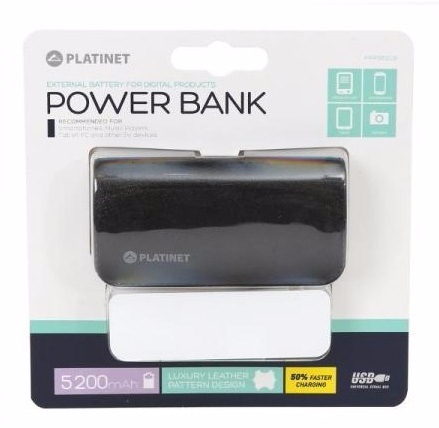 Зовнішній акумулятор Platinet leather 5200 mAh Black (PMPB52LB) - фото 3.