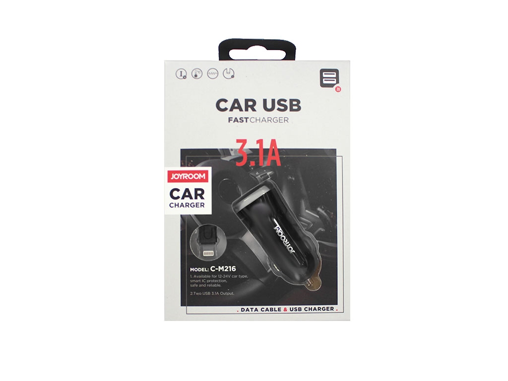 Зарядний пристрій JOYROOM C-M216 2USB 3.1A + Lightning cable Black - фото 3.
