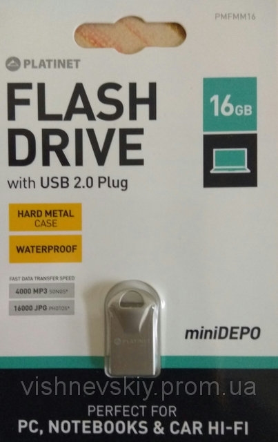 USB-флеш-накопичувач Platinet USB 2.0 Mini-Depo 16GB Metal - фото 3.