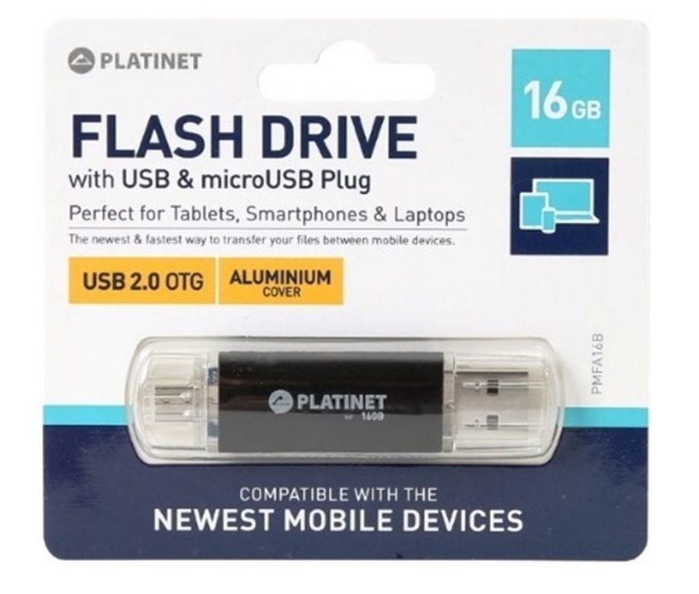 USB-флеш-накопичувач Platinet USB & microUSB Plug 16 Gb PMFA16B - фото 4.