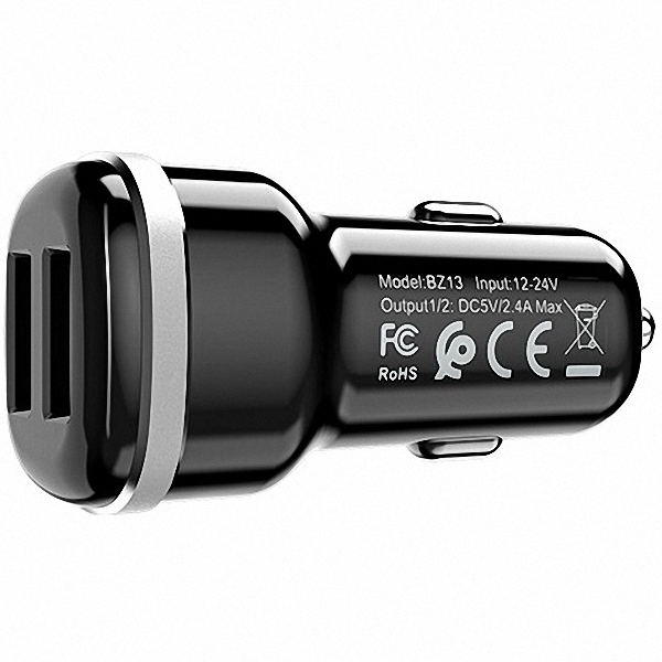 Зарядний пристрій Borofone BZ 13 2.4 A/2 Usb12W  Black - фото 3.
