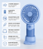 Портативний вентилятор Mini Fan SD-30 Blue - фото 3.