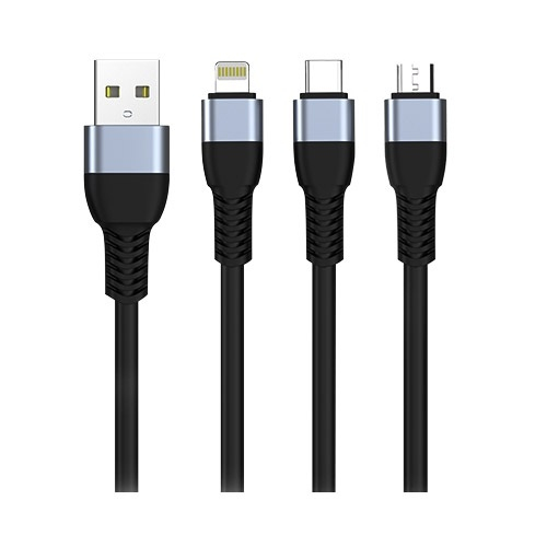 USB кабель JOYROOM JR-S318 3in1 (Lightning/micro/Type-C) 1.5m 2.4A Black - фото 2.