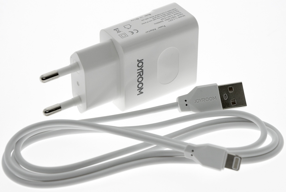 Зарядний пристрій JOYROOM L-L221 2xUSB 2A + Lightning cable White - фото 2.