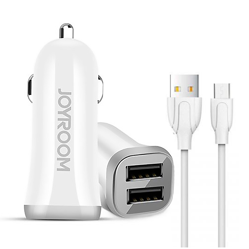Зарядний пристрій JOYROOM C-M216 2USB 3.1A + Micro USB cable White - фото 2.