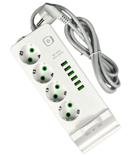 Мережевий подовжувач Power Socket 994U 4 розетки + 6 USB-портів / 2 м White Мережевий подовжувач Power Socket 994U 4 розетки + 6 USB-портів / 2 м White
