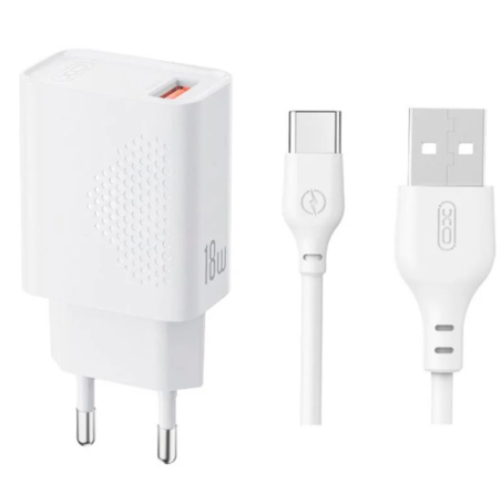 Мережевий зарядний пристрій XO L159 18W USB-A + кабель micro USB White