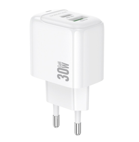Мережевий зарядний пристрій Borofone BAS45A Potential PD30W+QC3.0 White