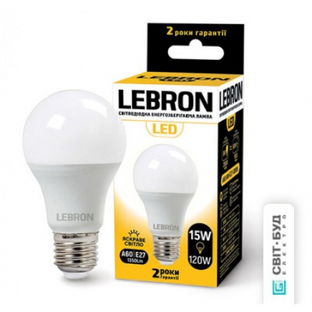 Світлодіодна лампочка Lebron L-A65 15W Е27 4100K 1350Lm 11-11-67