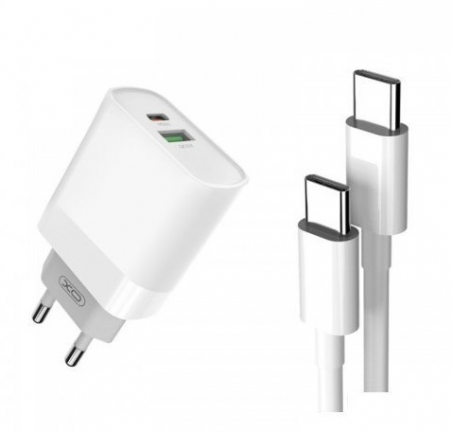 Зарядний пристрій XO L64 18W/1 USB 1 USB-C + Type-C White