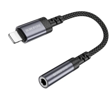 Адаптер-Перехідник Borofone BV24 Lightning to AUX 3.5 mm Female 15cm Grey