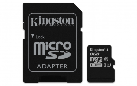 Карта памяти Kingston microSD 8GB Class 10 + SD адаптер
