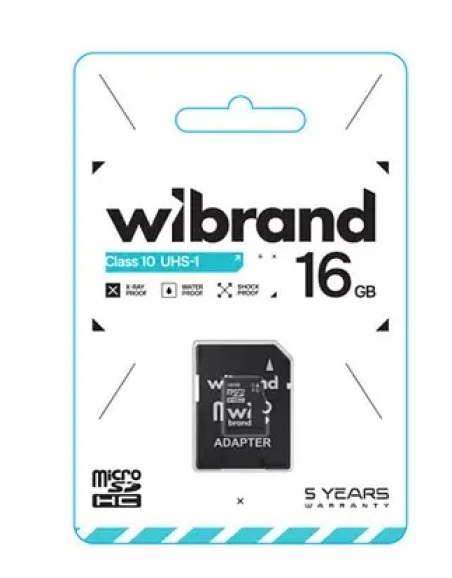 Карта пам'яті Wibrand 16 GB microSDHC Class 10 UHS-I + SD Adapter WICDHU1/16GB-A