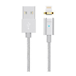 USB кабель Hoco U40 Magnetic Adsorption Lightning-USB 1m Silver