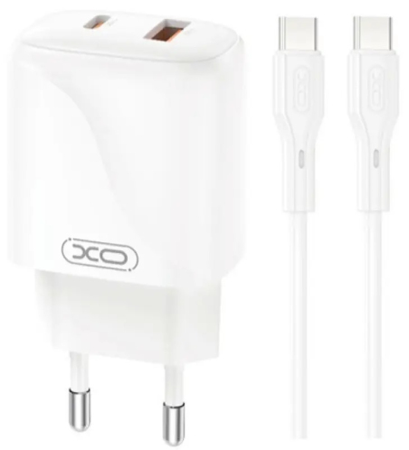 Зарядний пристрій XO L158 + кабель Type-C White