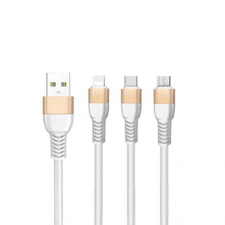 USB кабель JOYROOM JR-S318 3in1 (Lightning/micro/Type-C) 1.5m 2.4A White
