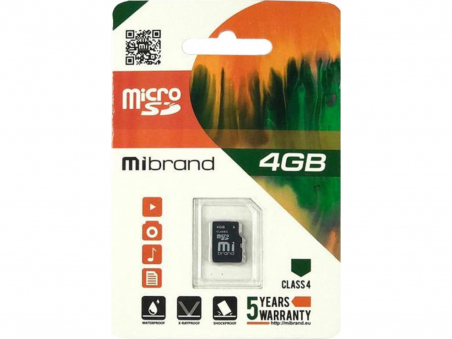 Карта памяти Mibrand 4 GB microSDHC Class 4 MICDC4/4GB