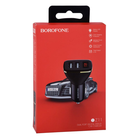 Зарядний пристрій Borofone BZ 11 2.4 A/2 Usb10W LED Black 
