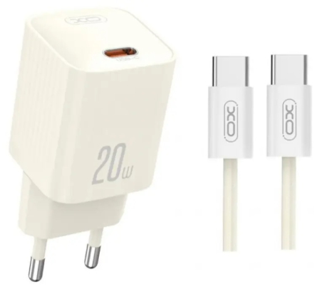 Зарядний пристрій XO L146 + кабель Type-C Beige