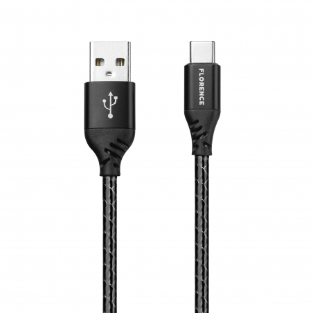 USB кабель Florence Technic Type-C 2m 3A Black (FL-2204-2-KT)