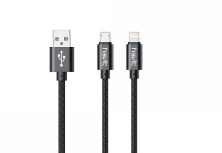 USB кабель Havit HV-CB336 MicroUSB + Lightning 1м