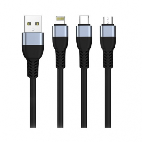 USB кабель JOYROOM JR-S318 3in1 (Lightning/micro/Type-C) 1.5m 2.4A Black USB кабель JOYROOM JR-S318 3in1 (Lightning/micro/Type-C) 1.5m 2.4A Black