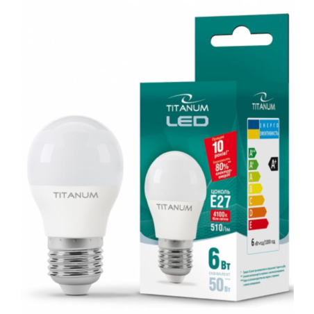 Світлодіодна лампочка TITANUM G45 E27  6 Вт  510 Лм 4100K