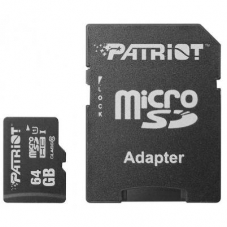 Карта памяти Patriot 64 GB microSDXC UHS-I + SD adapter PSF64GMCSDXC10