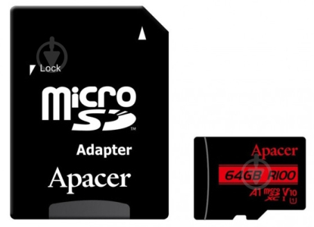 Карта пам'яті Apacer microSDXC 64GB Class 10 UHS-I (AP64GMCSX10UB-R)