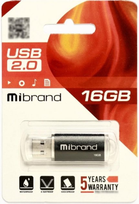 USB-флеш-накопичувач Mibrand 16 GB Cougar Black (MI2.0/CU16P1B black)
