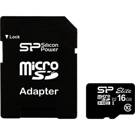 Карта памяти Silicon Power Silicon Power 16 GB microSDHC Class 10 UHS-I Elite Colorful + SD adapter SP016GBSTHBU1V21SP