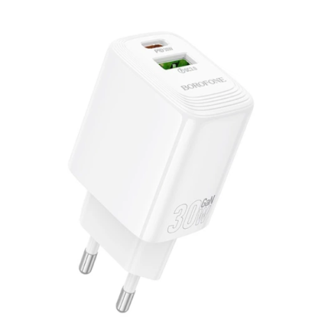 Мережевий зарядний пристрій Borofone BN29 Fuente PD30W + QC3.0 White