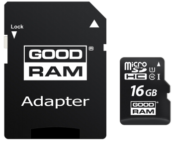 Карта пам'яті GoodRam microSDHC 16GB Class 10 UHS I (M1AA-0160R12) + SD адаптер Карта пам'яті GoodRam microSDHC 16GB Class 10 UHS I (M1AA-0160R12) + SD адаптер