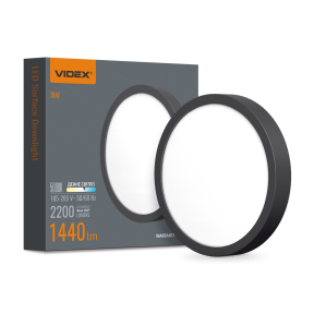 LED Світильник круглий накладний VIDEX VL-DLRS-185B 18W 5000K Black