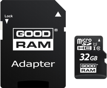 Карта пам'яті GoodRam microSDHC 32GB Class 10 UHS I (M1AA-0320R12) + SD адаптер