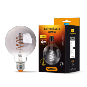 LED лампа VIDEX Filament G95FGD 4W E27 2100K дімерна графіт LED лампа VIDEX Filament G95FGD 4W E27 2100K дімерна графіт