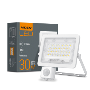 LED прожектор VIDEX VL-F2e305W-S F2e 30W 5000K з датчиком руху та освітленості