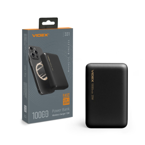 Повербанк з бездротовою зарядкою 10000mAh VIDEX VPB-331 Black