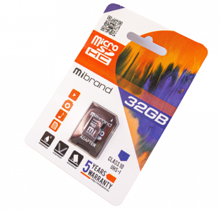 Карта пам'яті Mibrand 32 GB microSDHC Class 10 UHS-I + SD Adapter MICDHU1/32GB-A
