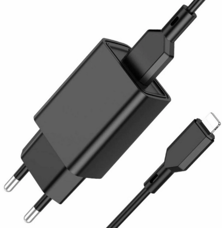 Мережевий зарядний пристрій Borofone BA68A + кабель USB to Lightning Black