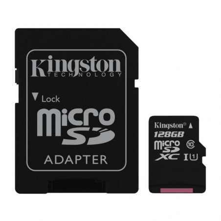 Карта памяти Kingston microSDXC 128GB Canvas Select Class 10 UHS-I U1 + SD-адаптер (SDCS/128GB)