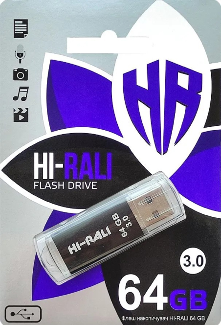 USB-флеш-накопичувач Hi-Rali 64GB Rocket Series Black (HI-64GB3VCBK)