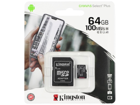 Карта пам'яті Kingston microSDXC 64GB Class 10 UHS-I Canvas Select Plus + Adapter (SDCS2/64GB)