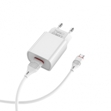 Зарядное устройство Borofone BA20A Sharp + Кабель MicroUSB (2.1A) [White]