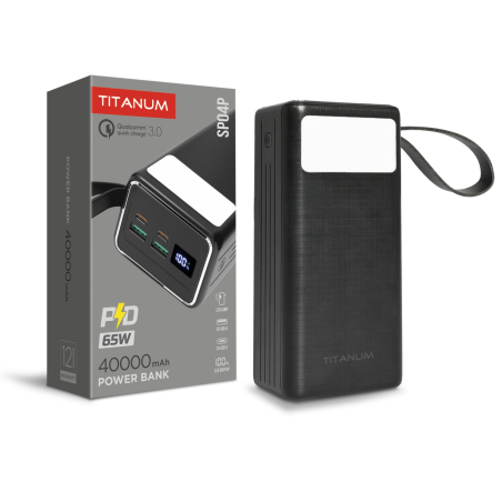 Зовнішній акумулятор TITANUM TPB-SP04P-B 40000mAh Black