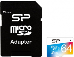 Карта памяти Silicon Power 64 GB microSDXC Class 10 UHS-I Elite Color + SD adapter SP064GBSTXBU1V20-SP