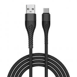 USB кабель Florence Armor Type-C 1m 3A Black (FL-2201-KT)