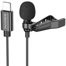 Петличний мікрофон Borofone BFK11 Elegant Lavalier Lightning Black