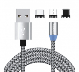 USB кабель Reddax RDX-396 Lightning 2.4A Magnetic 1000 mm Gray 