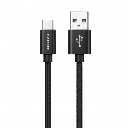 USB кабель Florence Fabric Type-C 1m 3A Black (FL-2203-KT)